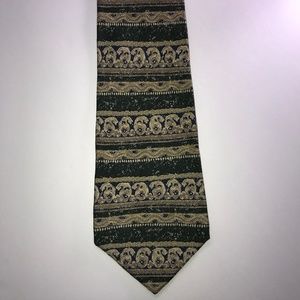 Tommy Hilfiger Gold and Green Necktie 100% Silk